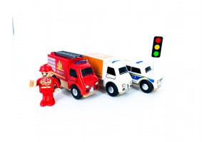 Набір машинок для дерев'яної залізниці PlayTive Ikea Brio Рятувальні машини 3 шт 2021
