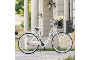 Велосипед міський жіночий з кошиком VANESSA 26 white Польща