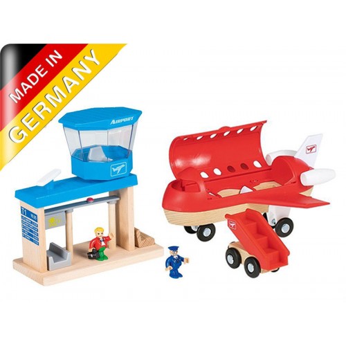 Набір для дерев'яної залізниці PlayTive "Аеропорт" (18 деталей) Німеччина