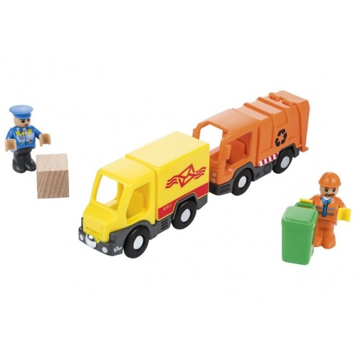 Набір машинок пошта, сміттярка 2022 для дерев'яної залізниці Playtive (Brio, Ikea)