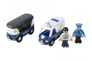 Поліцейська машина з автопричіпом для дерев'яної залізниці Playtive Junior