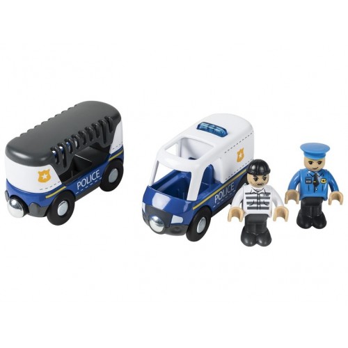 Поліцейська машина з автопричіпом для дерев'яної залізниці Playtive Junior