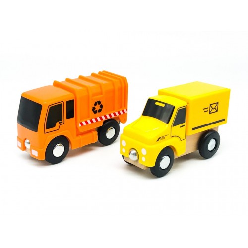 Набір машинок для дерев'яної залізниці PlayTive Ikea Brio Поштовий сервіс, сміттєвоз Набір машинок для дерев'яної залізниці PlayTive Ikea Brio Поштовий сервіс, сміттєвоз