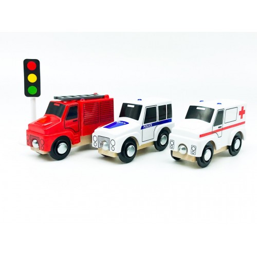 Набір машинок для дерев'яної залізниці PlayTive Ikea Brio Рятувальні машини 3 шт