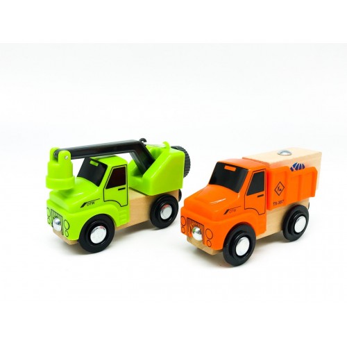 Набір машинок для деревяної залізниці PlayTive Ikea Brio Машинка з краном, вантажівка